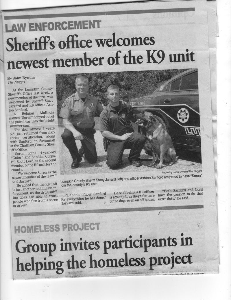 This was formerly one of our puppies. The officer sent me this article who received 